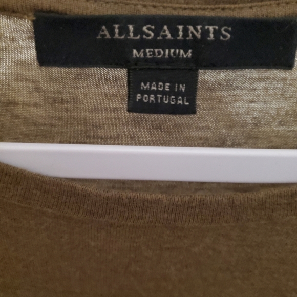All Saints Taupe Soft Front Tie Long Sleeve Slouchy Loose Fitted Knit Top Medium - Picture 6 of 6